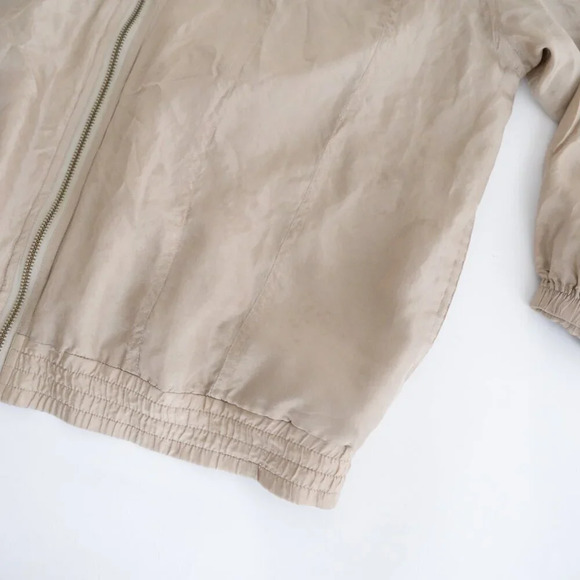 Vintage 90s Evr Rousso Apparel Champagne 100% Silk Zip Up Bomber Jacket  L - Picture 6 of 11